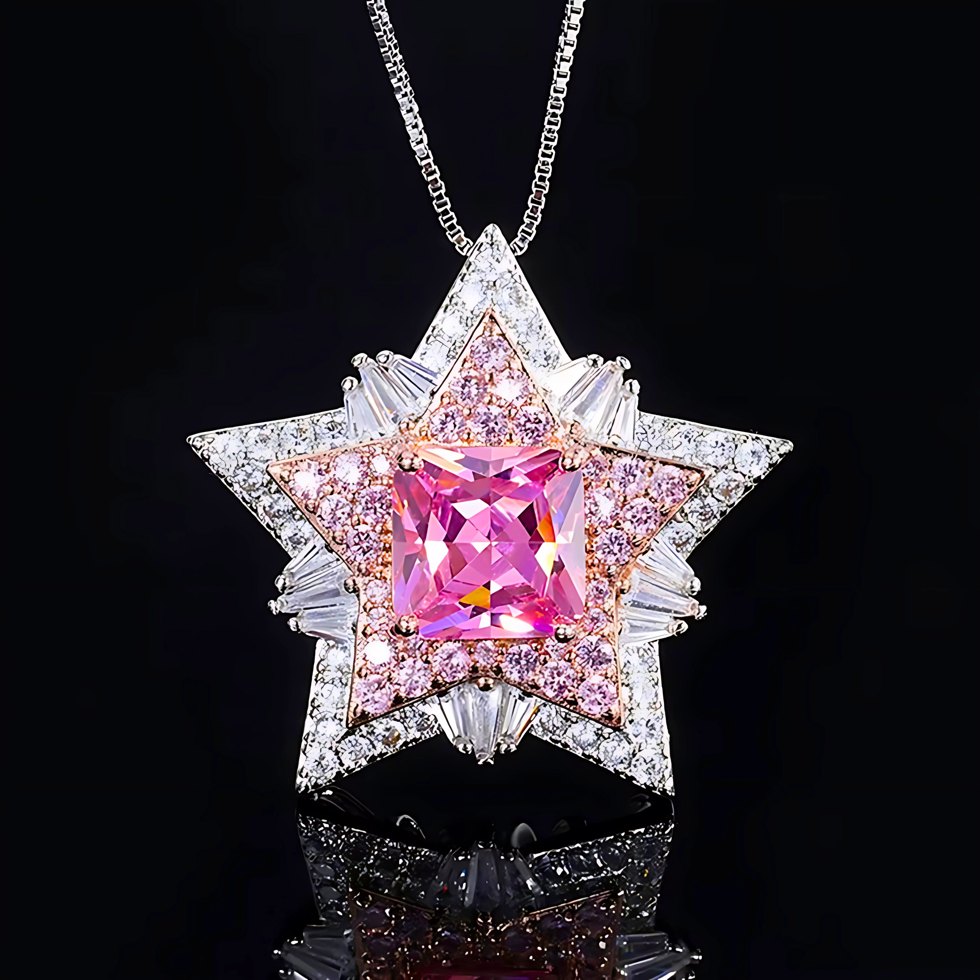 Lumière Star Pendant Necklace – Crystal Star Necklace in Pink or Yellow