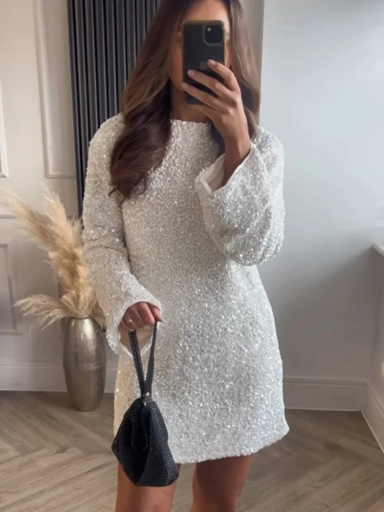 Elegant sequin dress with pattern