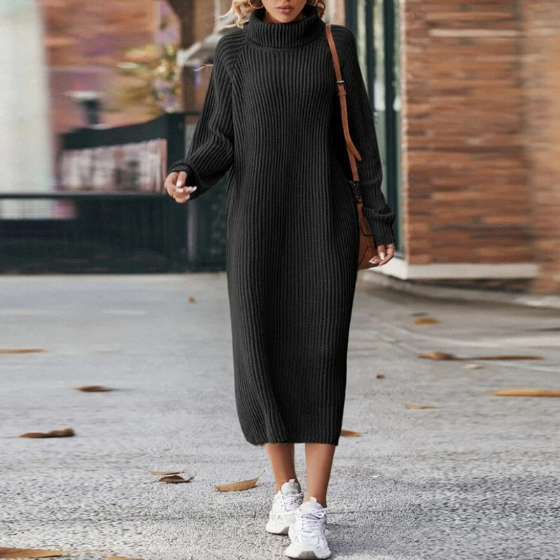 Long Knitted Dress with Collar