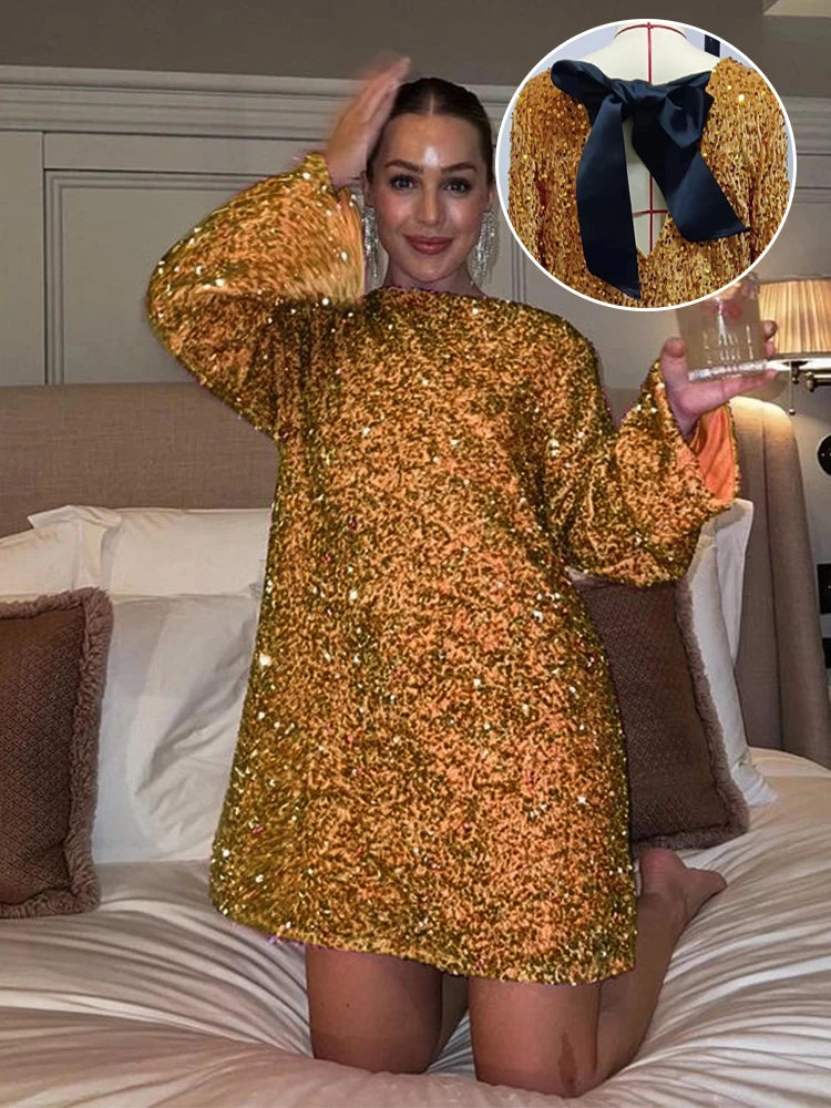 Elegant sequin dress with pattern