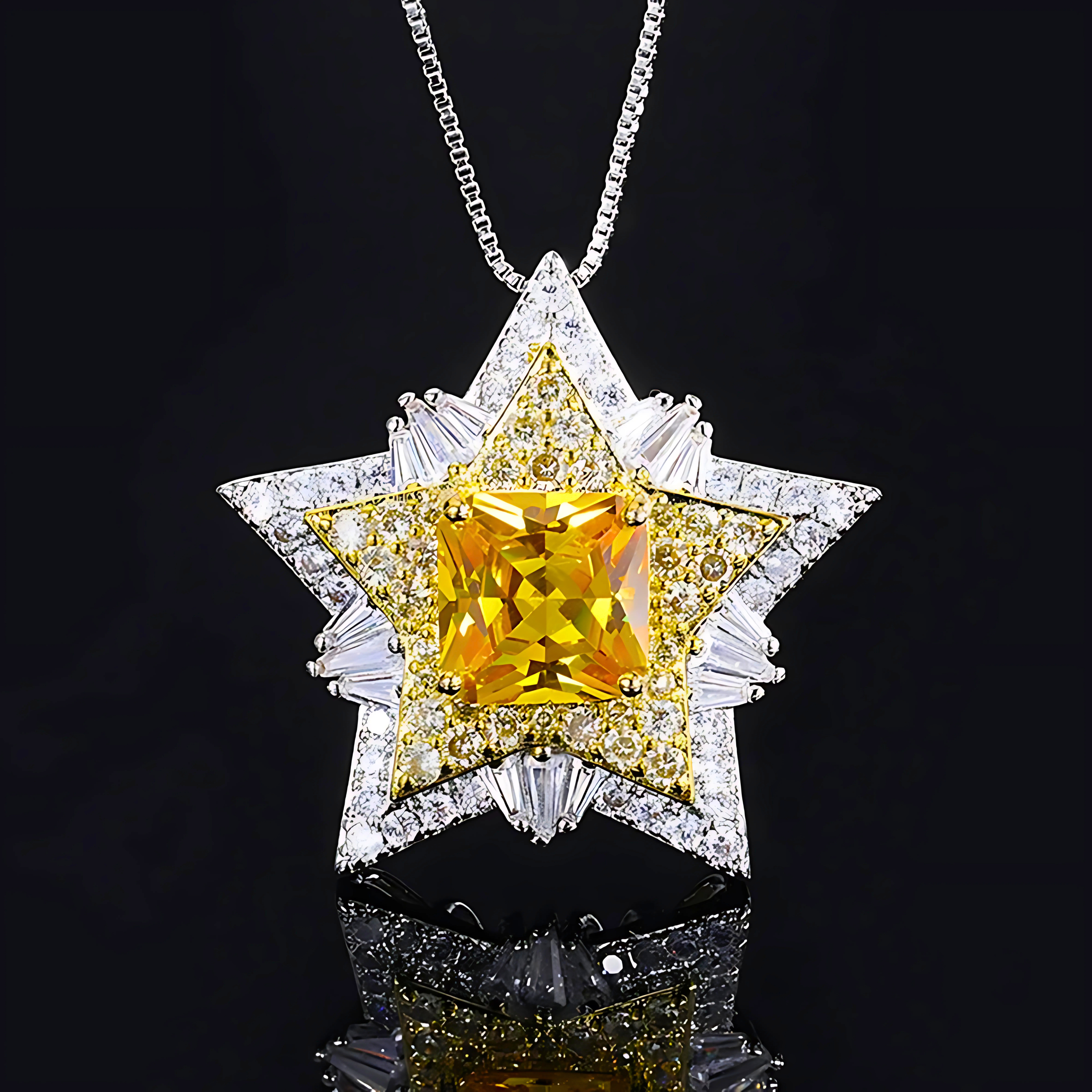 Lumière Star Pendant Necklace – Crystal Star Necklace in Pink or Yellow