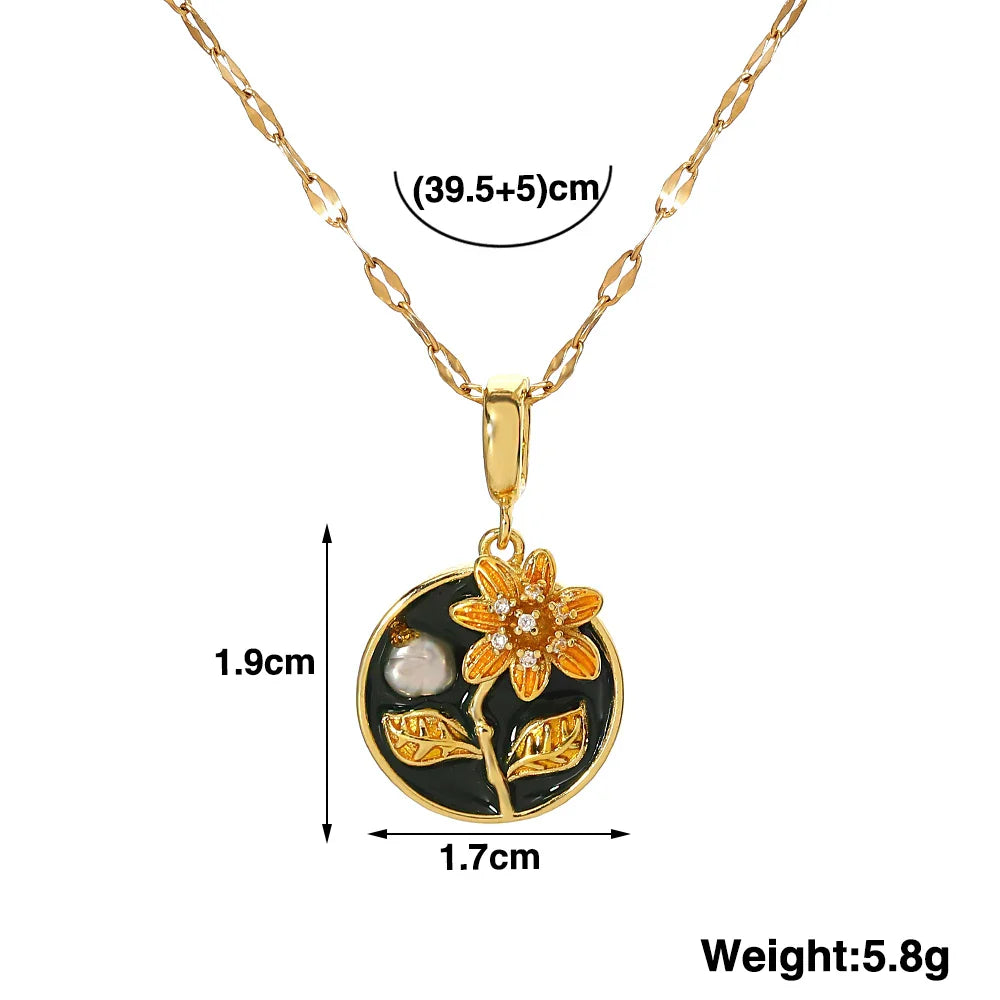 Heirloom Bloom Pendant Necklace – Enamel Flower & Pearl