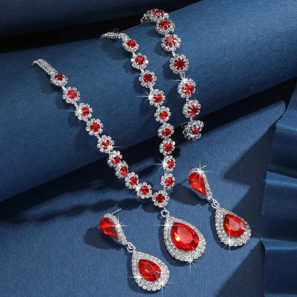 Victoria Grace Crystal Jewelry Set – Necklace, Earrings & Bracelet (3-Piece)