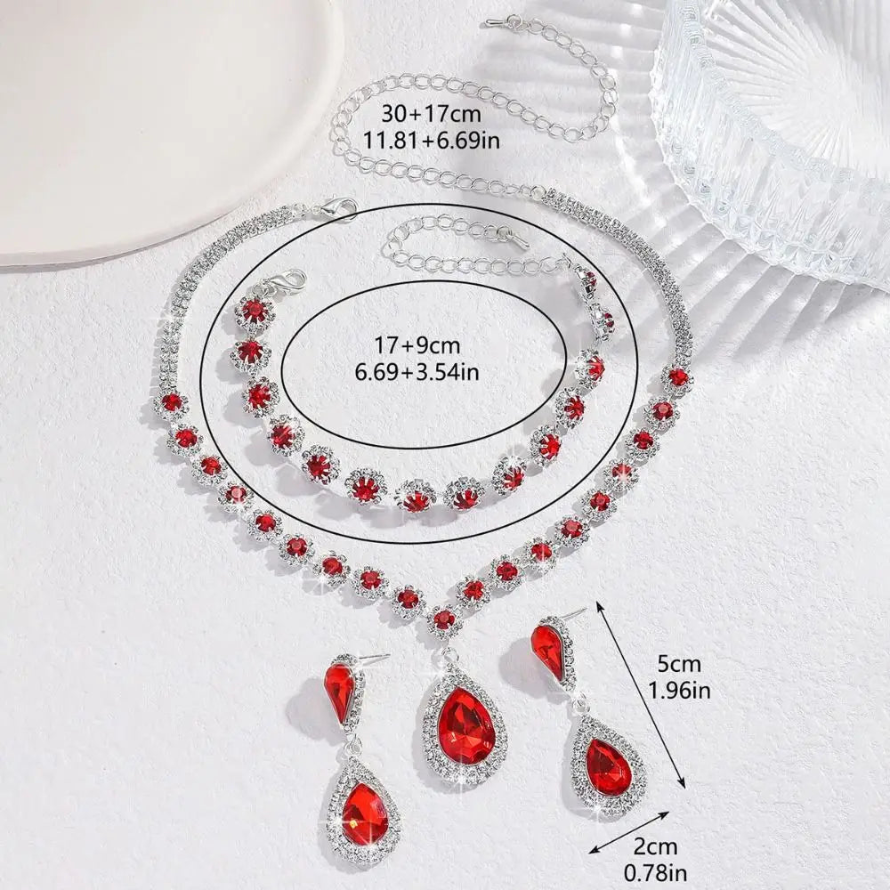 Victoria Grace Crystal Jewelry Set – Necklace, Earrings & Bracelet (3-Piece)